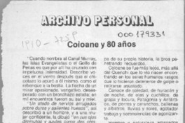 Coloane y 80 años  [artículo] Alvaro Barros.