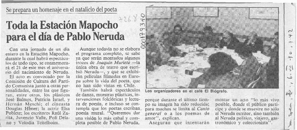 Toda la Estación Mapocho para el día de Pablo Neruda  [artículo].