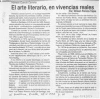 El arte literario, en vivencias reales  [artículo] Wilson Pereira Tapia.