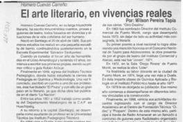 El arte literario, en vivencias reales  [artículo] Wilson Pereira Tapia.