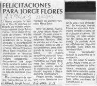 Felicitaciones para Jorge Flores  [artículo].
