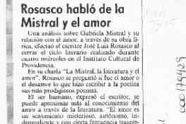 Rosasco habló de la Mistral y el amor  [artículo].