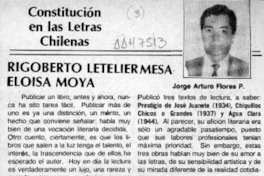 Rigoberto Letelier Mesa Eloísa Moya  [artículo] Jorge Arturo Flores P.