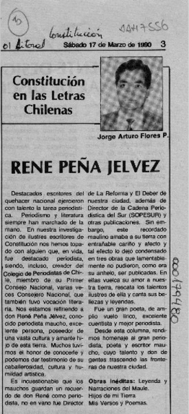 René Peña Jélvez  [artículo] Jorge Arturo Flores P.