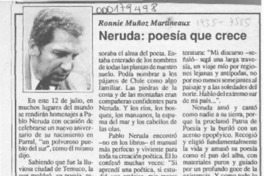 Neruda, poesía que crece  [artículo] Ronnie Muñoz Martineaux.