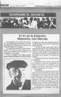 El 21 en la Estación Mapocho, con Neruda  [artículo].