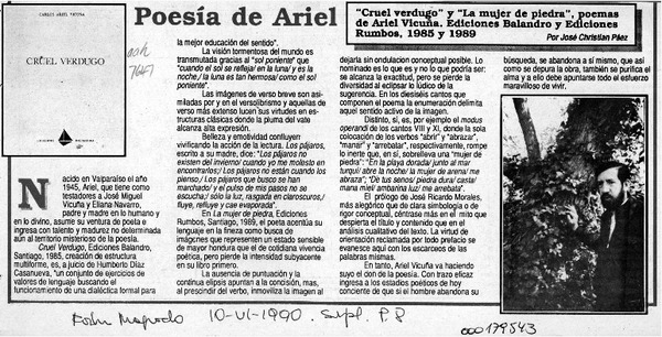 Poesía de Ariel  [artículo] José-Christian Páez.