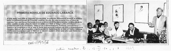Primera novela de Eduardo Labarca  [artículo].