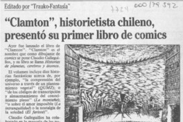 "Clamton", historietista chileno, presentó su primer libro de comics  [artículo].