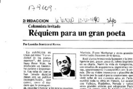Réquiem para un gran poeta  [artículo] Leonidas Irarrázaval Barros.