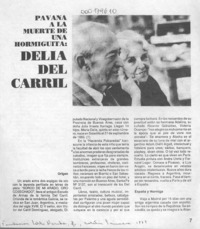 Pavana a la muerte de una hormiguita, Delia del Carril  [artículo] Ana María Díaz.