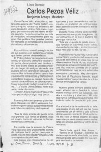 Carlos Pezoa Véliz  [artículo] Benjamín Arcaya Malebrán.