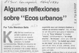 Algunas reflexiones sobre "Ecos urbanos"  [artículo] Tulio Mendoza Belio.