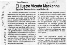 El ilustre Vicuña Mackenna  [artículo] Benjamín Arcaya Malebrán.