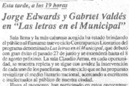Jorge Edwards y Gabriel Valdés en "Las letras en el Municipal"