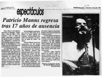 Patricio Manns regresa tras 17 años de ausencia  [artículo].