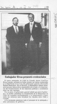 Embajador Rivas presentó credenciales  [artículo].