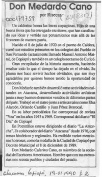 Don Medardo Cano  [artículo] Risecar.