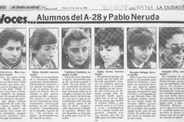 Alumnos del A-28 y Pablo Neruda  [artículo].