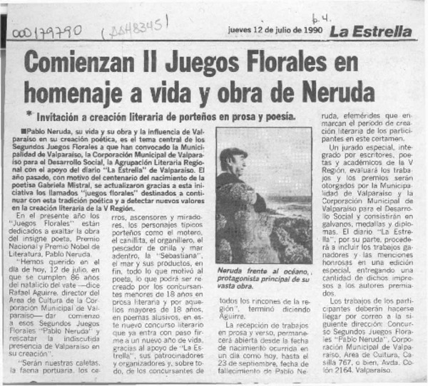 Comienzan II Juegos Florales en homenaje a vida y obra de Neruda  [artículo].