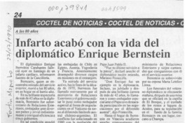 Infarto acabó con la vida del diplomático Enrique Bernstein  [artículo].