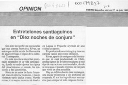 Entretelones santiaguinos en "Diez noches de conjura"  [artículo].