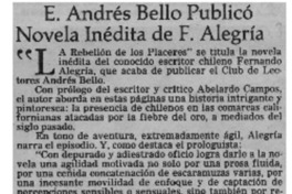 E. Andrés Bello publicó novela inédita de F. Alegría