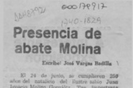 Presencia de abate Molina  [artículo] José Vargas Badilla.