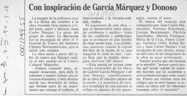 Con inspiración de García Márquez y Donoso  [artículo].