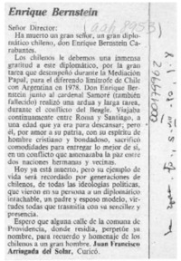 Enrique Bernstein  [artículo] Juan Francisco Arriagada del Solar.