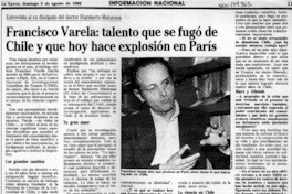 Francisco Varela, talento que se fugó de Chile y que hoy hace explosión en París  [artículo].