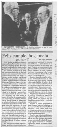 Feliz cumpleaños, poeta  [artículo] Sergio Hernández.