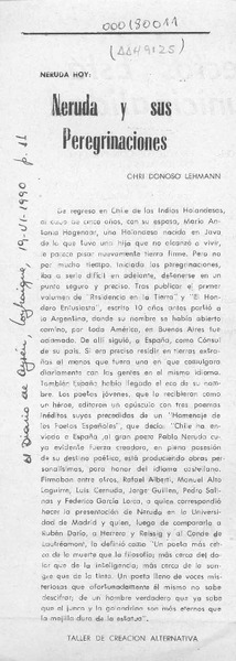 Neruda y sus peregrinaciones  [artículo] Ohri Donoso Lehmann.