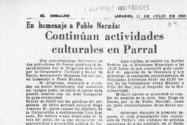 Continúan actividades culturales en Parral  [artículo].