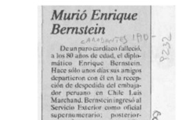 Murió Enrique Bernstein  [artículo].