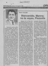Bienvenido, Manns, no te vayas, Piazzolla  [artículo] Nano Acevedo.