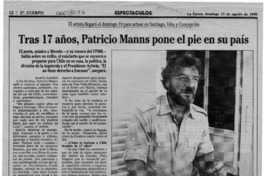 Tras 17 años, Patricio Manns pone el pie en su país  [artículo] Marta Hansen.