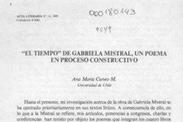 "El tiempo" de Gabriela Mistral, un poema en proceso constructivo  [artículo] Ana María Cuneo M.