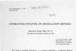 Literatura infantil en Desolación, rondas  [artículo] Benjamín Rojas Piña.