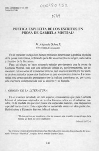 Poética explícita de los escritos en prosa de Gabriela Mistral  [artículo] M. Alejandra Ochoa P.