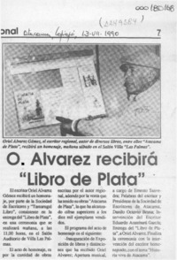 O. Alvarez recibirá "Libro de plata"  [artículo].