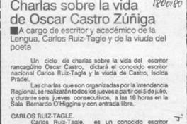 Charlas sobre la vida de Oscar Castro Zúñiga  [artículo].