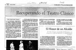 Recuperando el teatro clásico español  [artículo] Juan Antonio Muñoz H.