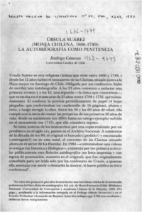 Ursula Suárez (monja chilena, 1666-1749), la autobiografía como penitencia