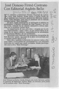 José Donoso firmó contrato con Editorial Andrés Bello  [artículo].