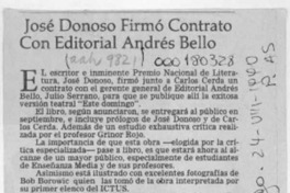 José Donoso firmó contrato con Editorial Andrés Bello  [artículo].