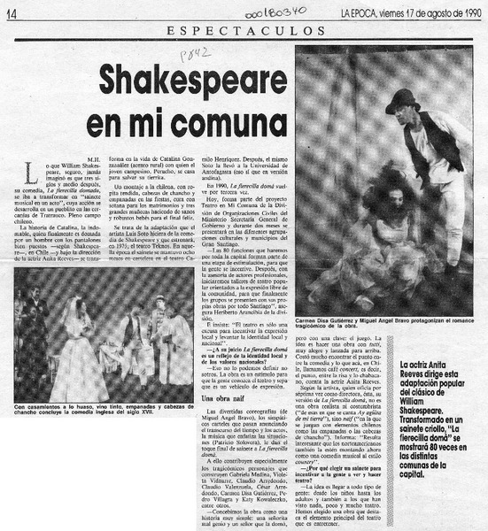 Shakespeare en mi comuna  [artículo] M. H.