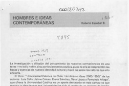 Hombres e ideas contemporáneas  [artículo] Roberto Escobar B.