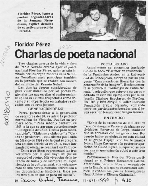 Charlas de poeta nacional  [artículo].