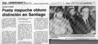 Poeta mapuche obtuvo distinción en Santiago  [artículo].